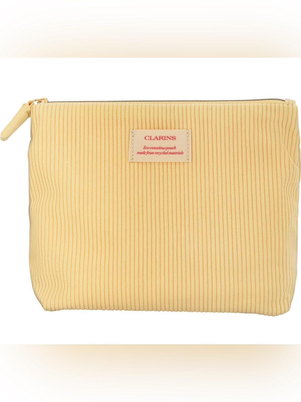 Clarins Pale Yellow Ribbed Cosmetic/Toiletry Travel Pouch